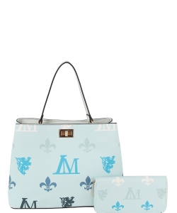 Fashion Monogram Twist-lock Satchel Handbag LMP002-1W BLUE